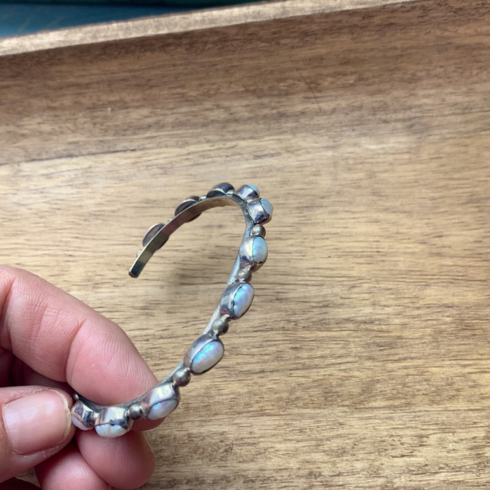 Native American? Mother of pearl sterling cuff bracelet